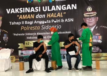 859 Polisi dan ASN Sidoarjo Jalani Vaksinasi Covid-19 Tahap 2