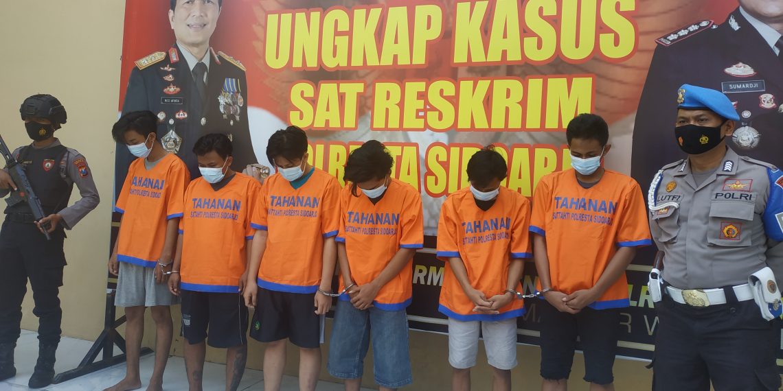 Polresta Sidoarjo Tangkap 6 Preman Pengeroyok Anggota TNI AL