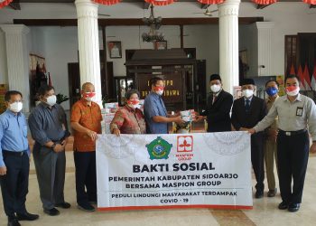 Maspion Bantu 10 Ton Beras dan 25 Ribu Masker Warga Sidoarjo Terdampak Covid-19