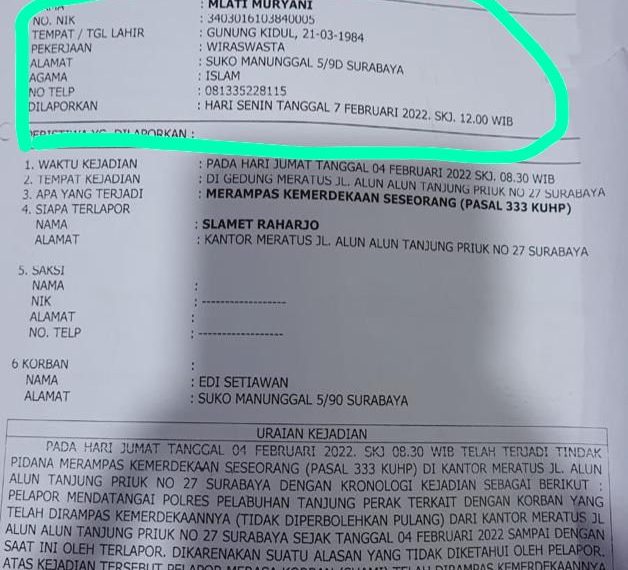 Suami Diduga Disekap Meratus Line, Mlati Muryani Minta Keadilan ke Polda Jatim