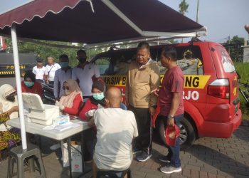 Polresta Sidoarjo Gelar Jalan Sehat Plus Vaksinasi Booster ke Warga Pedesaan
