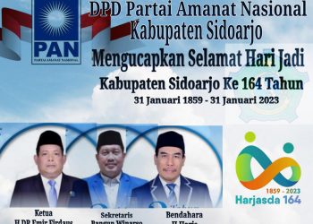 DPD Partai Amanat Nasional Kabupaten Sidoarjo Mengucapkan Selamat Hari Jadi Kabupaten Sidoarjo ke-164