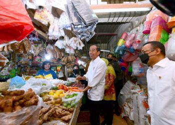 Presiden Jokowi Cek Harga Bahan Pangan di Pasar Wonokromo