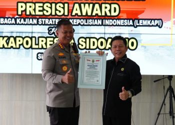 Tingkatkan Pelayanan Prima, Polresta Sidoarjo Kembali Raih Presisi Award dari Lemkapi