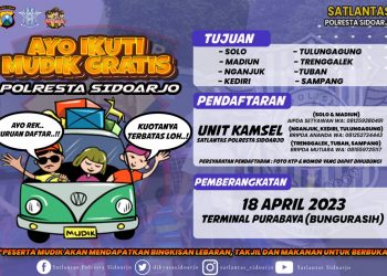 Polresta Sidoarjo Sediakan Mudik Bareng Gratis