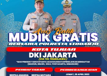 Polresta Sidoarjo Fasilitasi Balik Mudik Gratis Tujuan Jakarta