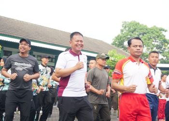 Olahraga Bersama TNI-Polri Sidoarjo Sambut Hari Bhayangkara 2023