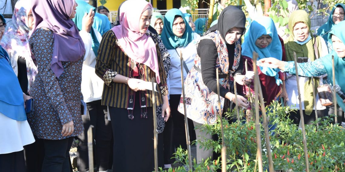 Ning Sasha dan Hj Mimik Idayana Apresiasi Kampung Ibu Sayur Ikhlas Perumahan Graha Mutiara