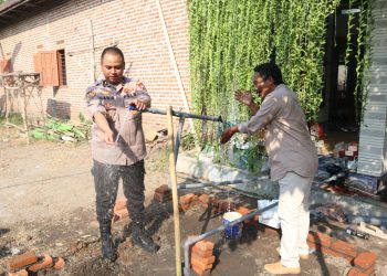 Polri Peduli, Polresta Sidoarjo Buatkan Sumur Bor dan Pompa Air