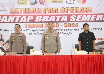 Kapolresta Sidoarjo Pimpin Latpra Ops Mantap Brata Semeru Amankan Pemilu 2024