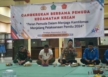 Cangkrukan Kamtibmas Tiga Pilar bersama Pemuda Kecamatan Krian