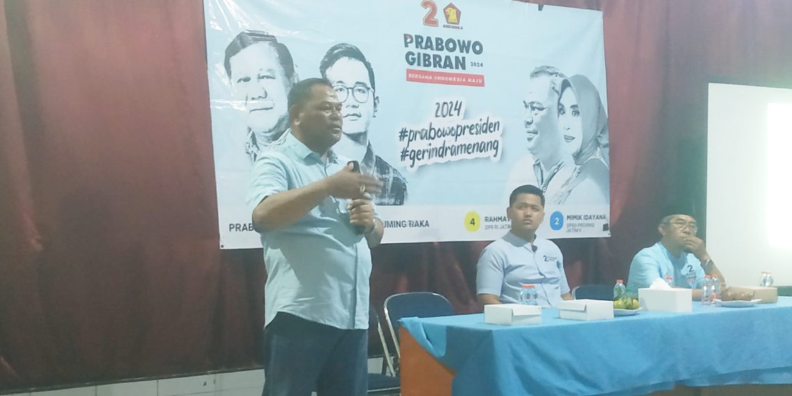 Rahmat Muhajirin Ajak Warga Prambon Menangkan Capres Prabowo, Pemimpin Amanah dan Berkomitmen