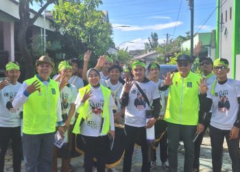 Jalan Kaki Keliling Desa Kramat Jegu, Caleg DPRD Jatim Hj Sriatun dari PKB Kampanye AMIN