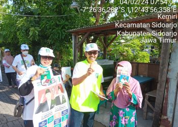 Caleg PKB DPRD Sidoarjo Tri Prastiyono SH Kampanye Menangkan AMIN Keliling Desa Kemiri Diiringi Musik Patrol