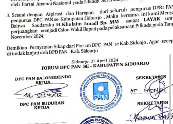 Forum DPC PAN Dukung H Khulaim Junaidi Maju Pilkada Sidoarjo 2024