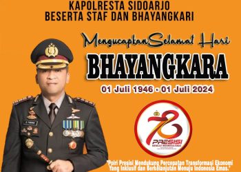 Kapolresta Sidoarjo beserta Staf dan Bhayangkari Mengucapkan Selamat Hari Bhayangkara Ke-78