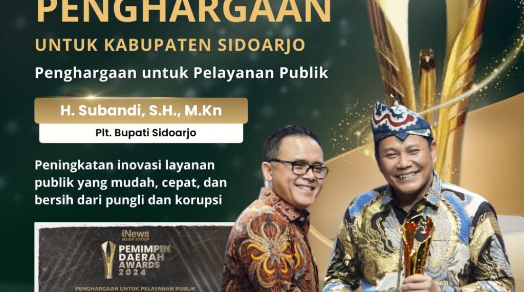 Plt Bupati Sidoarjo Subandi Raih Penghargaan Pimpinan Daerah Award 2024