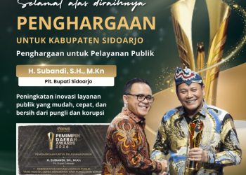 Plt Bupati Sidoarjo Subandi Raih Penghargaan Pimpinan Daerah Award 2024