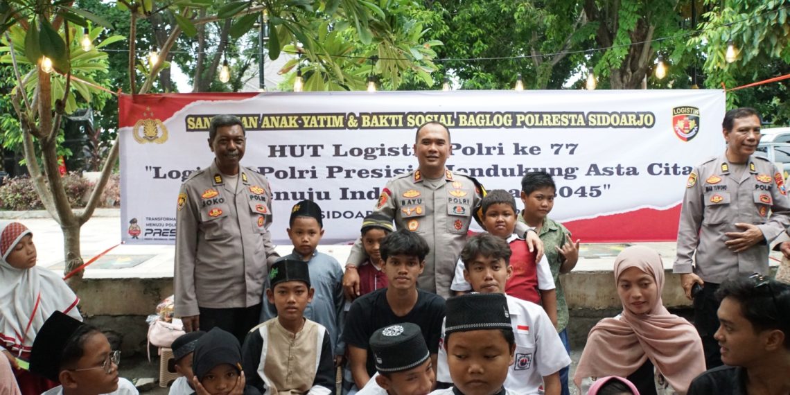 HUT Logistik Polri Ke-77, Polresta Sidoarjo Beri Santunan Anak Yatim dan Baksos