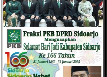 Fraksi PKB DPRD Kabupaten Sidoarjo Mengucapkan Selamat dan Sukses Hari Jadi Kabupaten Sidoarjo Ke-166