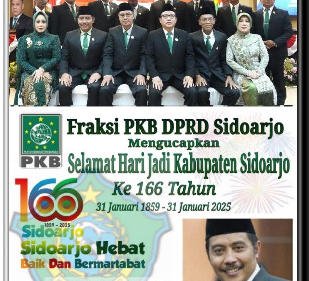 Fraksi PKB DPRD Kabupaten Sidoarjo Mengucapkan Selamat dan Sukses Hari Jadi Kabupaten Sidoarjo Ke-166