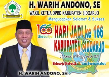 Wakil Ketua﻿ DPRD﻿ Kabupaten Sidoarjo Warih﻿ Andono﻿ SH Mengucapkan Selamat dan Sukses Hari Jadi Kabupaten Sidoarjo Ke-166
