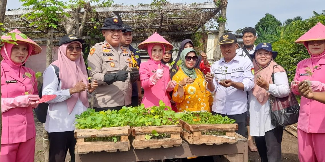 Polsek Taman bersama Warga Tanam Bibit Cabai dan Terong di Desa Sambibulu