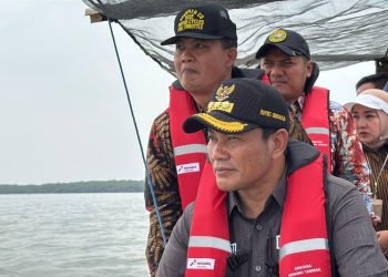 Plt Bupati Sidoarjo  Subandi Sidak HGB Laut di Desa Segoro Tambak
