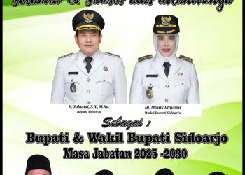 Pimpinan dan Anggota DPRD Kabupaten Sidoarjo Mengucapkan Selamat dan Sukses Atas Pelantikan Bupati H Subandi dan Wakil Bupati Hj Mimik﻿ Idayana Masa Jabatan 2025-2030