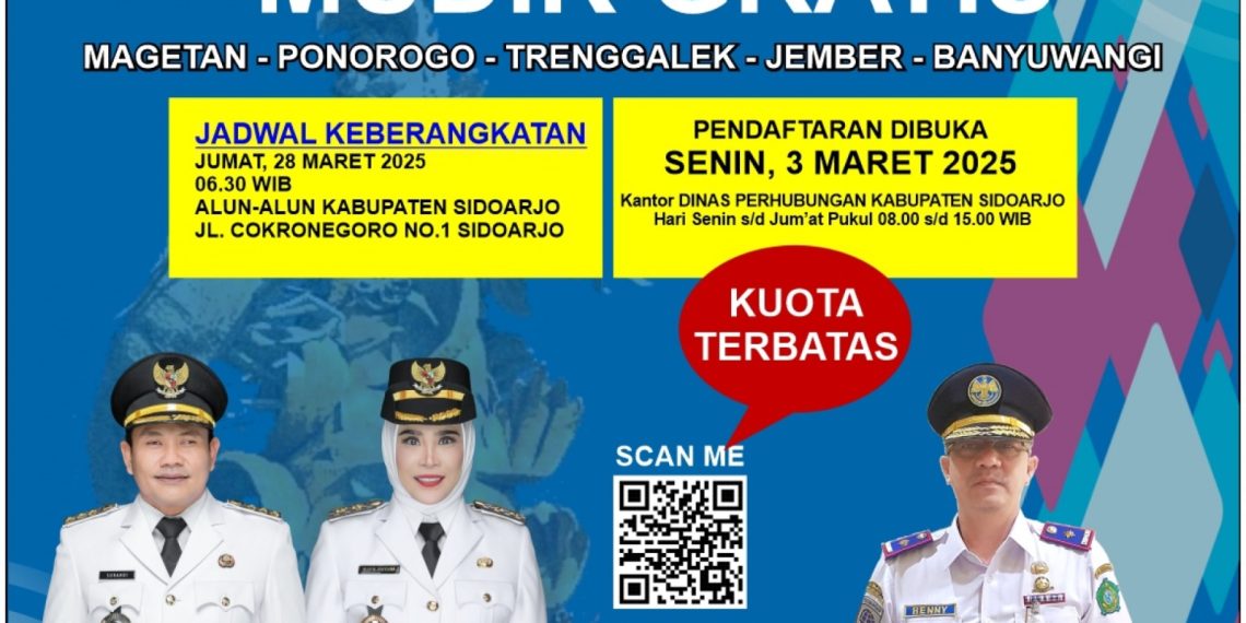 Pemkab Sidoarjo Buka Pendaftaran Mudik Gratis