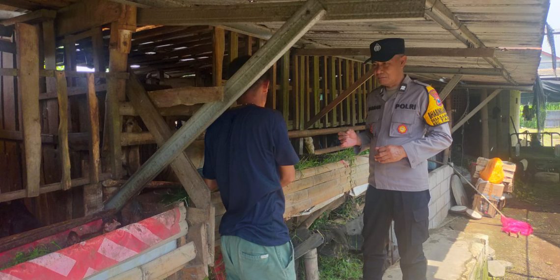 Dukung Ketahanan Pangan Nasional, Polsek Taman Sambang Desa ke Peternak Kambing