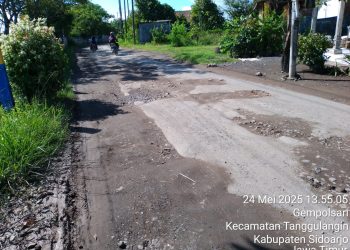 Jalan Raya Dusun Pologunting Desa Gempolsari Rusak Parah