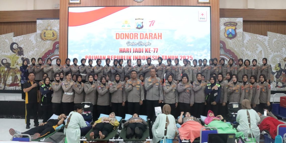 Polwan Polresta Sidoarjo Donorkan Darah Sambut Hari Jadi ke-77