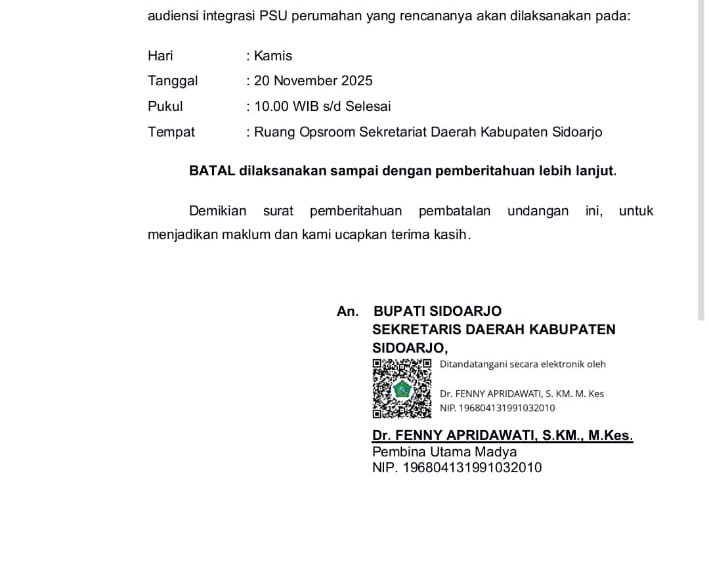 Dua Kali Undangan Rapat Dibatalkan, Warga Mutiara Regency Kecewa Bupati Subandi