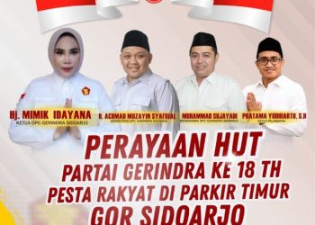 HUT ke-18 Gerindra, DPC Sidoarjo Gelar Pesta Rakyat: Politik Hadir Nyata di Tengah Masyarakat