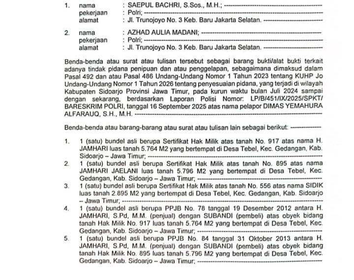 Progres Penyidikan Dugaan Penggelapan Rp 28 M Seret Bupati Subandi, Kuasa Hukum RM Serahkan 9 Bukti Tambahan Baru ke Bareskrim Polri