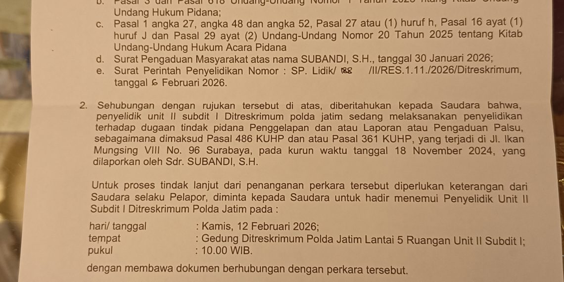 Diperiksa Polda Jatim, Rahmat Muhajirin Tegaskan Tak Ada Penggelapan Sertifikat Tanah