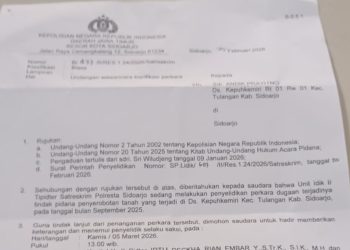 Dilaporkan Serobot Tanah, Polresta Sidoarjo Periksa Terlapor Pemilik Sertifikat Tanah Andik Prayitno