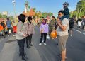 Polwan Polresta Sidoarjo Amankan Car Free Day Alun-alun