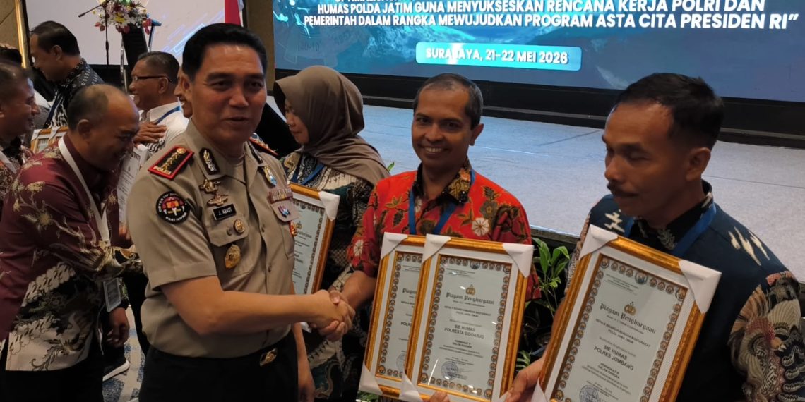 Humas Polresta Sidoarjo Raih Dua Penghargaan di Rakernis Bidhumas Polda Jatim 2026
