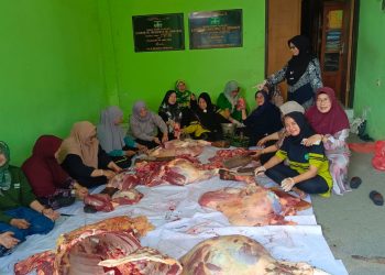 Guyup Rukun, PC Muslimat NU Sidoarjo Sembelih Kurban Dua Sapi Gemol