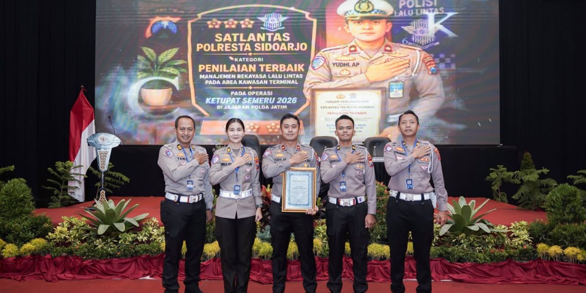 Satlantas Polresta Sidoarjo Raih Penilaian Terbaik Manajemen Lalin Kawasan Terminal di Operasi Ketupat Semeru