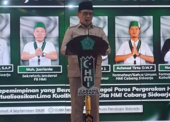 Pelantikan Pengurus HMI Cabang Sidoarjo, Koordinator Presidium MN KAHMI Romo Syafi’i Minta HMI Tetap Kritis dan Kolaboratif